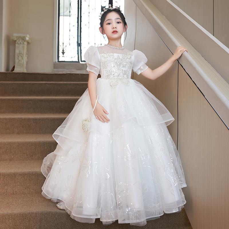 女童禮服公主裙蓬蓬紗花童婚禮鋼琴生日演出服主持人高端兒童走秀