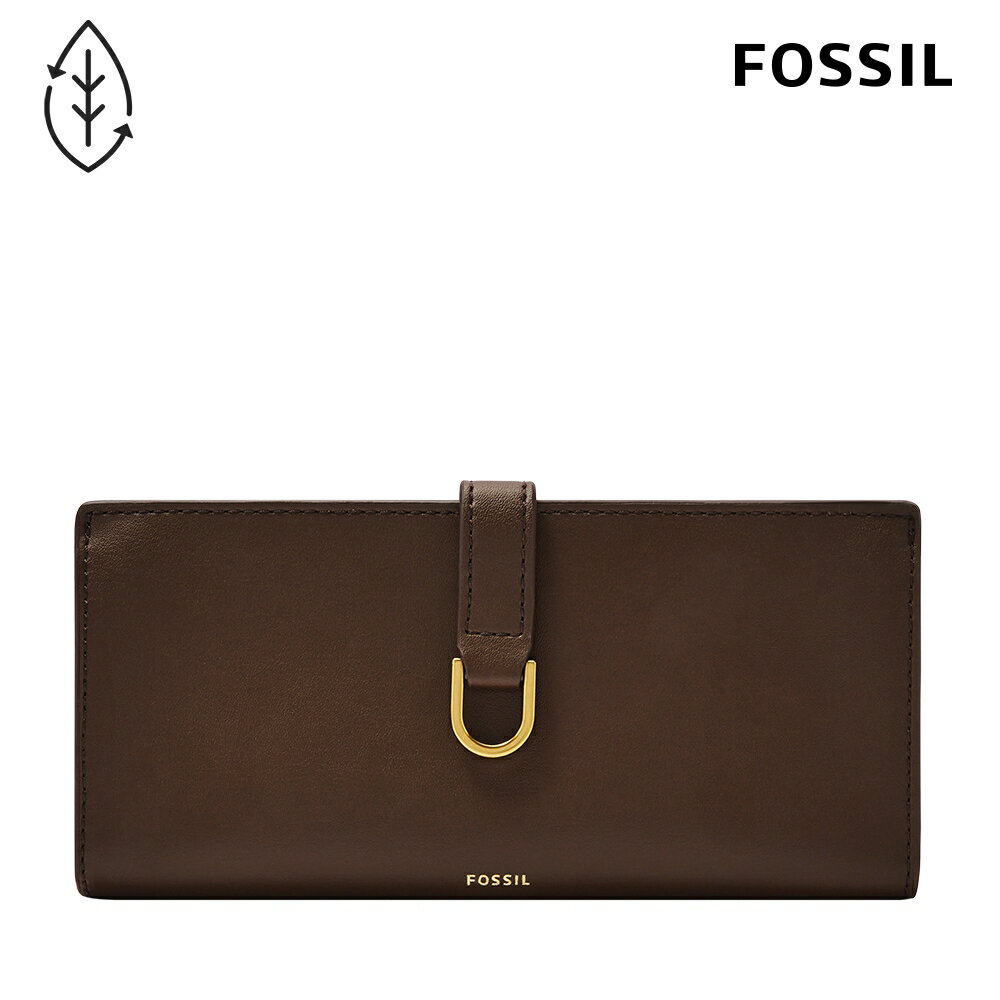 送禮首選★FOSSIL Kier 仙人掌純素皮革掀蓋扣式長夾-義式咖啡色 SL6554206【美國時尚品牌】 附防塵袋+提袋【全館滿額折價★FOSSIL全系列包夾送美妝蛋】