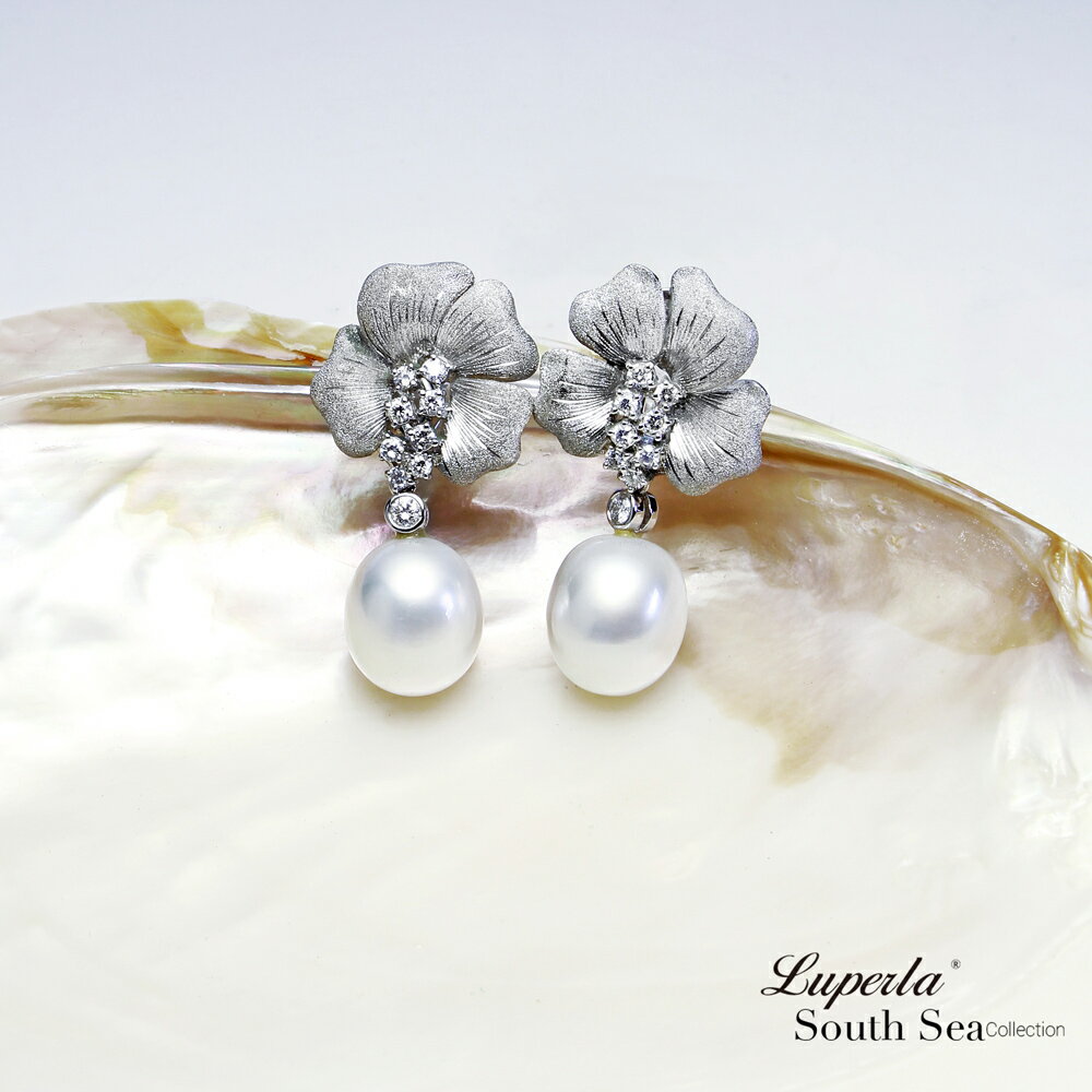 大東山珠寶 天然海水南洋珍珠耳環 麗緻璀璨 18K金真鑽 12MM 4