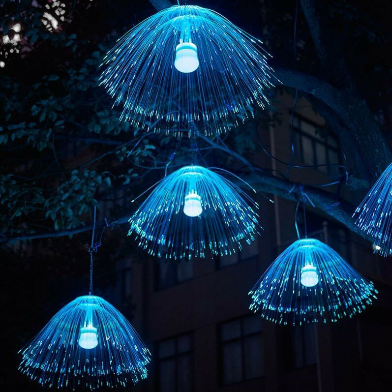 網紅LED光纖水母燈七彩變色戶外防水春節過新年餐廳酒吧裝飾吊燈