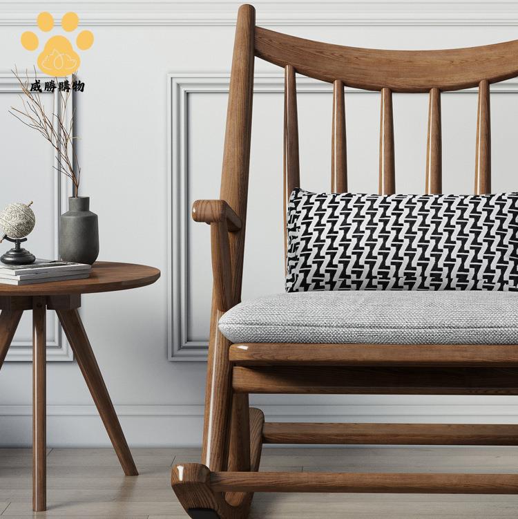 免運 可開發票!北歐實木 布藝沙發 搖椅大人單人椅休閑懶人逍遙椅家用陽臺 躺椅WW927