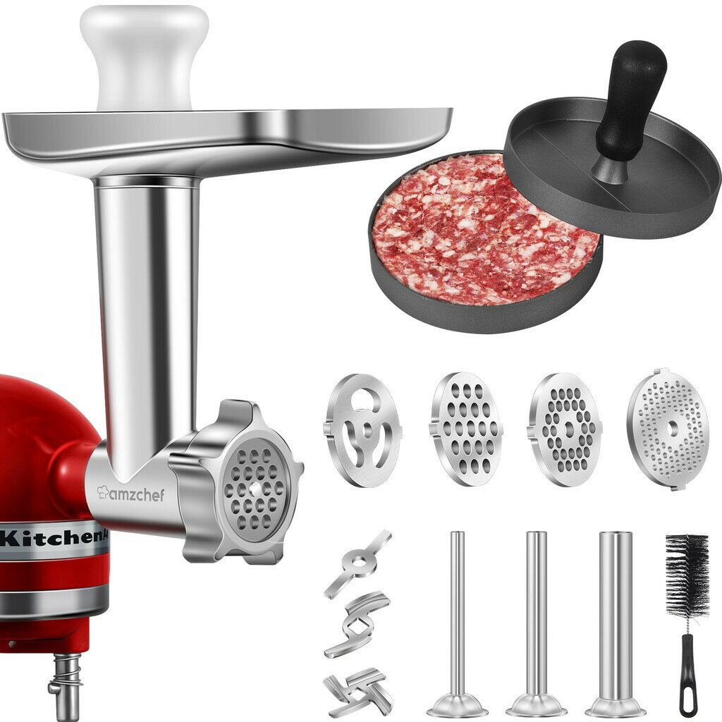 KitchenAid食品研磨機附件架攪拌機配件切片機和碎紙機肉餡填充物漢堡機立式攪拌機工匠細粗磨盤研磨肉香腸蔬菜乳酪