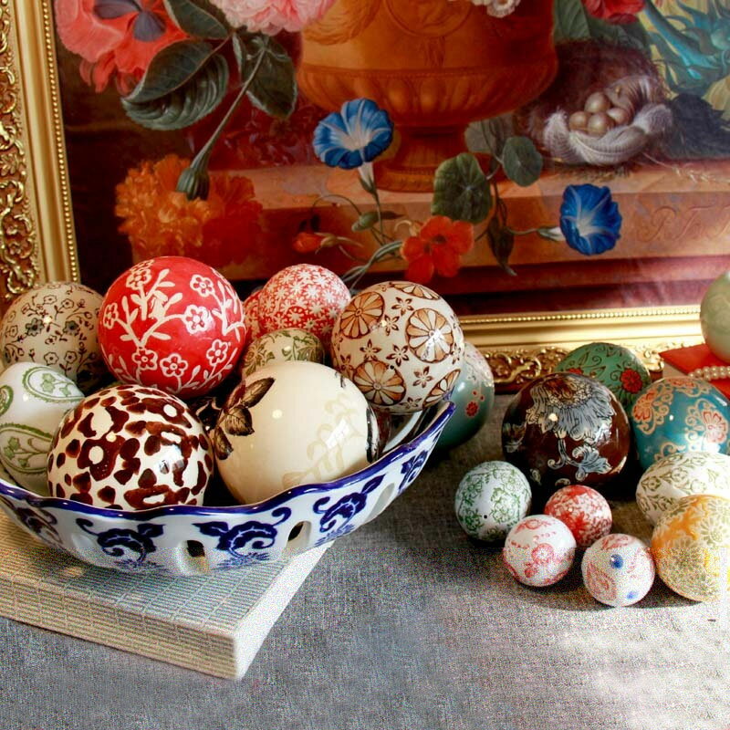 陶瓷裝飾擺件 陶瓷浮球 五彩斑斕 陶瓷裝飾擺件