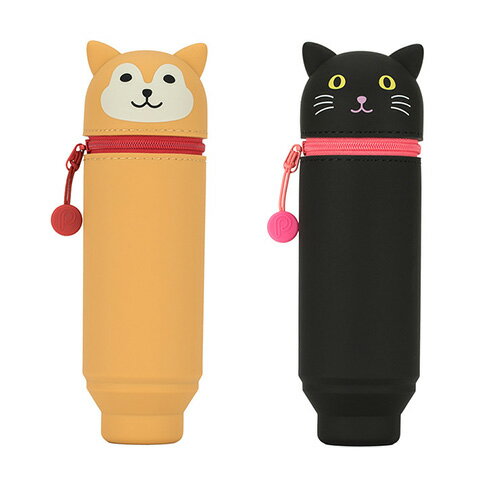 Lihit Lab 動物造型筆袋 2 入- 黑貓 + 柴犬