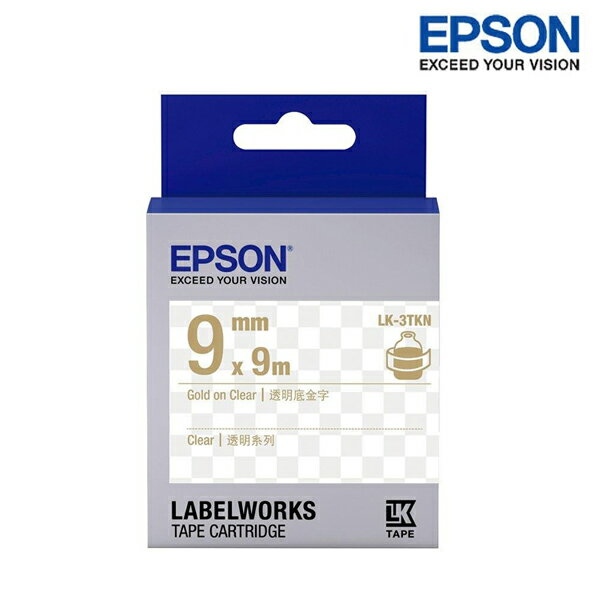 EPSON LK-3TKN 透明底金字 標籤帶 透明系列 (寬度9mm) 標籤貼紙 S653409