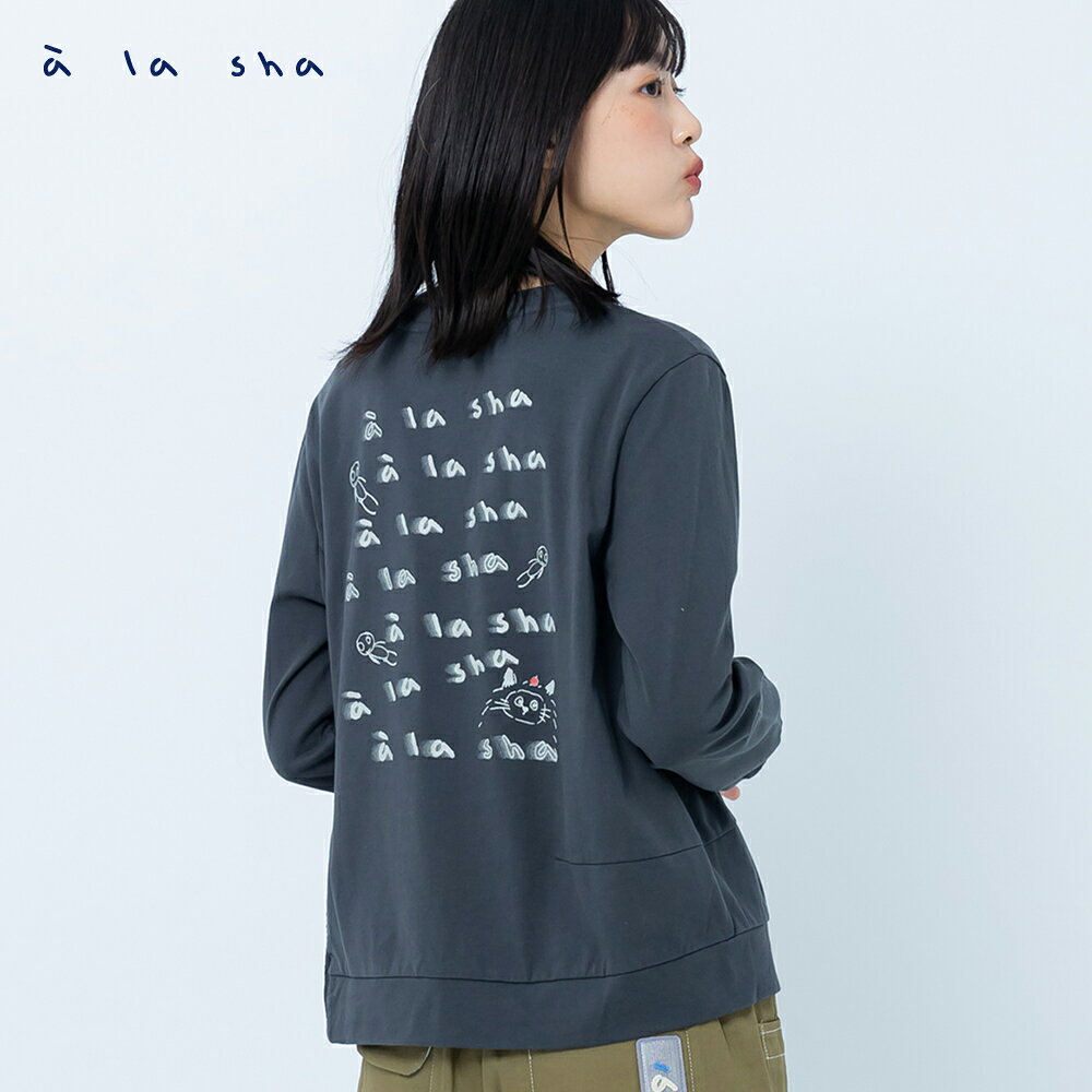 a la sha 飛飛貓咪印花單口袋棉T 1