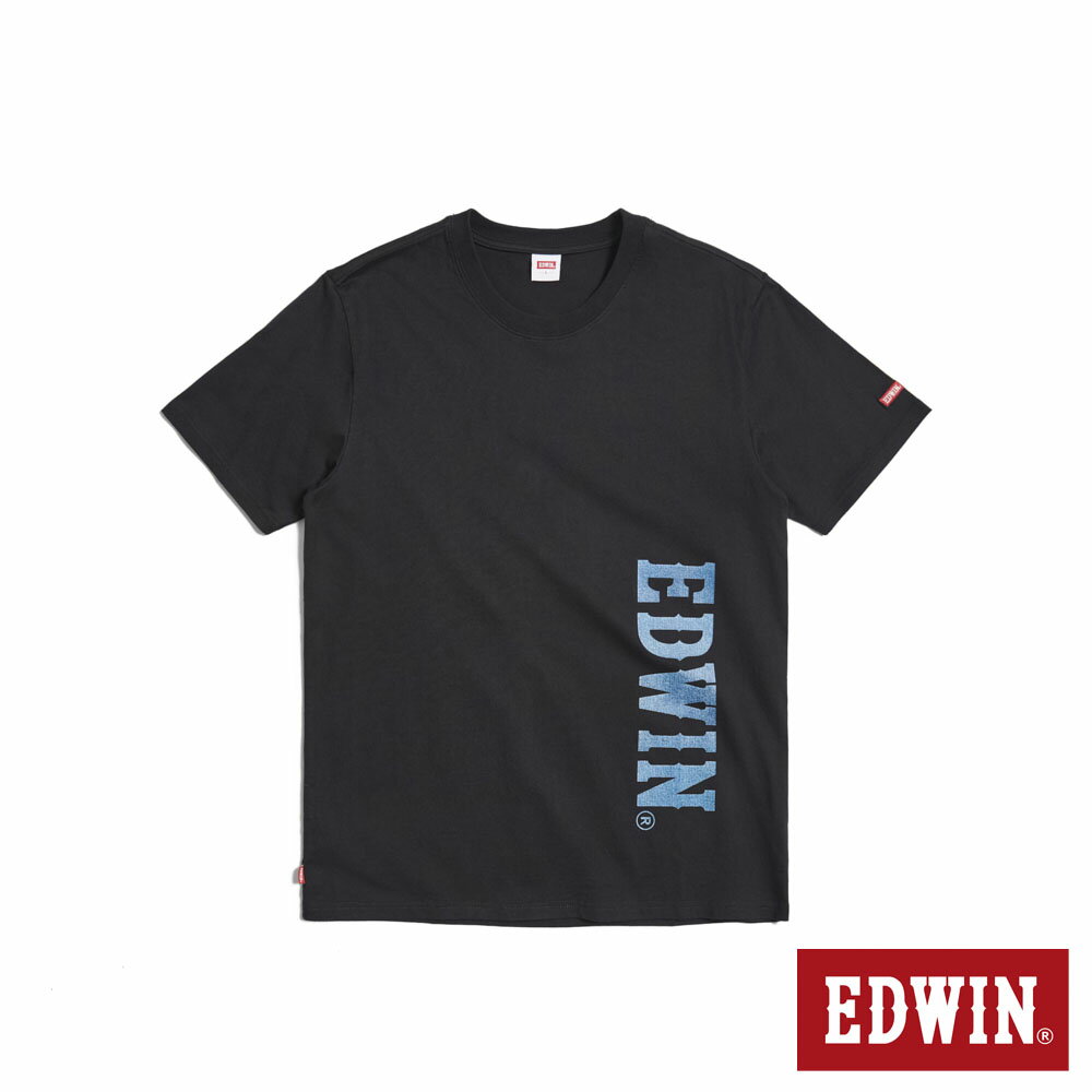 EDWIN 男款 斜邊直立印花短袖T恤 (黑色)