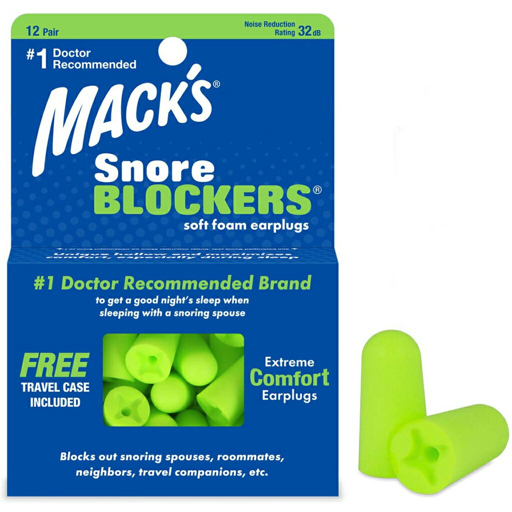 Mack's 螢光色 12對 睡眠耳塞 (不含收納盒) 32dB NRR Snore Blocker Earplug macks
