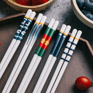 精品宮廷風陶瓷筷子中式家用衛生不發霉耐高溫易清洗防滑骨質瓷快