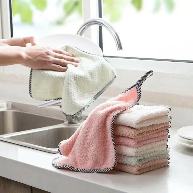 抹布不沾油不掉毛洗碗布去污吸水廚房專用百潔布擦手巾加厚毛巾