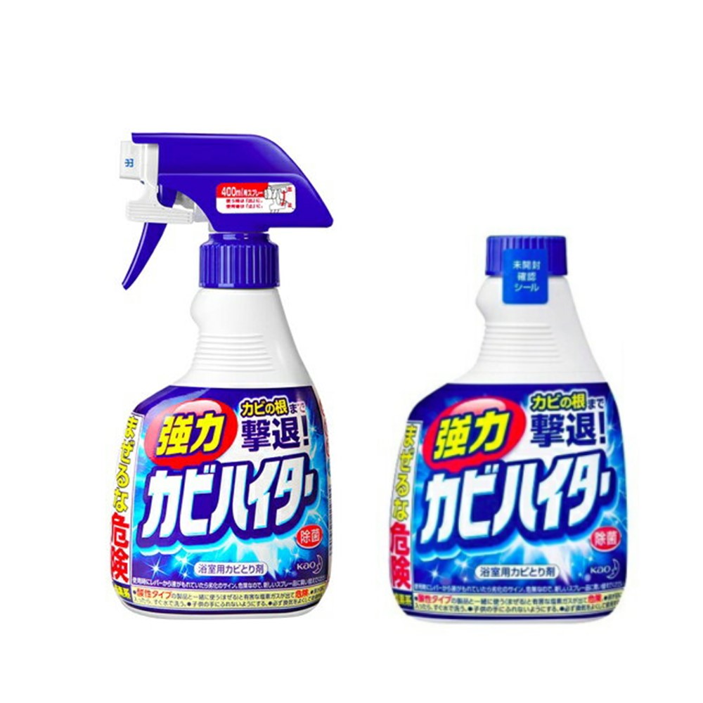 日本 Kao花王 浴室強力除霉泡沫噴霧清潔劑400ml+補充瓶400ml 強力侵透 除黴菌 浴缸除黴菌【領券滿額再折千12/31止】 1