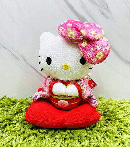 【震撼精品百貨】Hello Kitty 凱蒂貓~日本SANRIO三麗鷗 KITTY絨毛吊飾-和風坐*24766