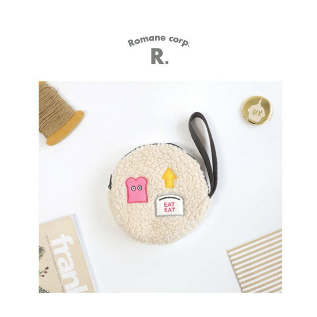 [Romane] Brunch Brother 毛絨圓形收納包 - 米白