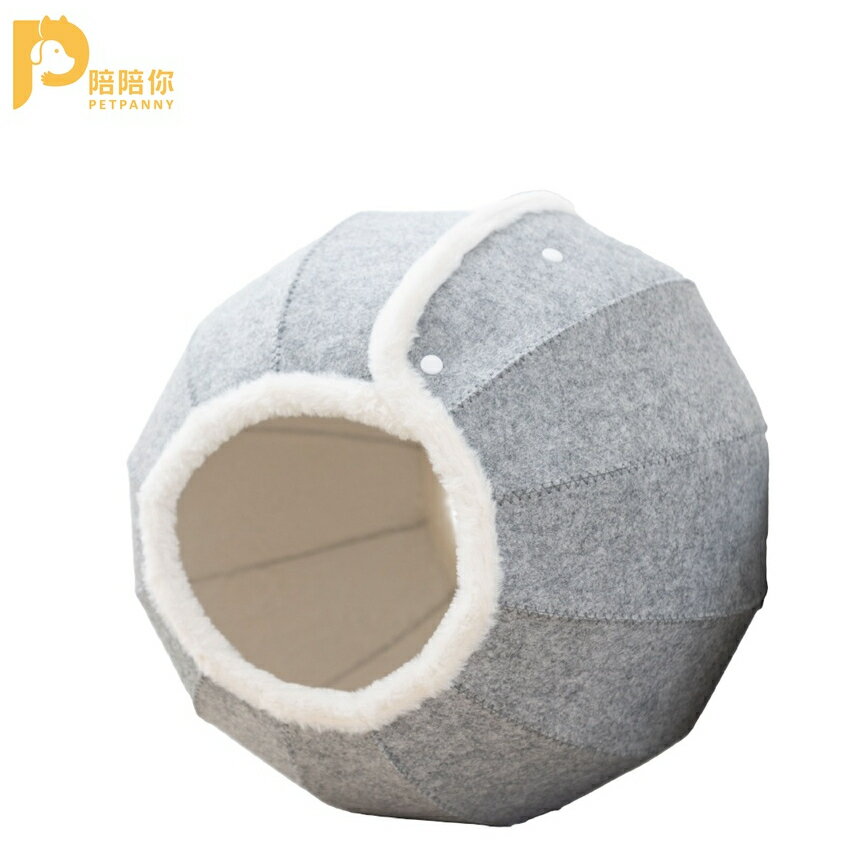 【PetPanny 陪陪你】雪球絨毛貓窩 寵物窩 貓屋貓窩 貓咪用品隧道 可拆洗貓窩 造型睡窩 寵物家具 2
