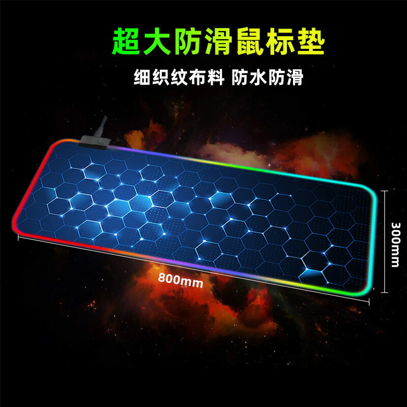 超大電競遊戲桌墊筆記本電腦鍵盤墊加厚網咖RGB發光鼠標墊【Snowbelle優選】