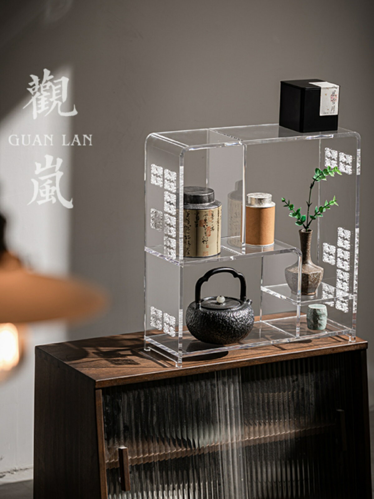 亞克力收納架功夫茶具茶杯置物架中式輕奢高檔展示架博古架