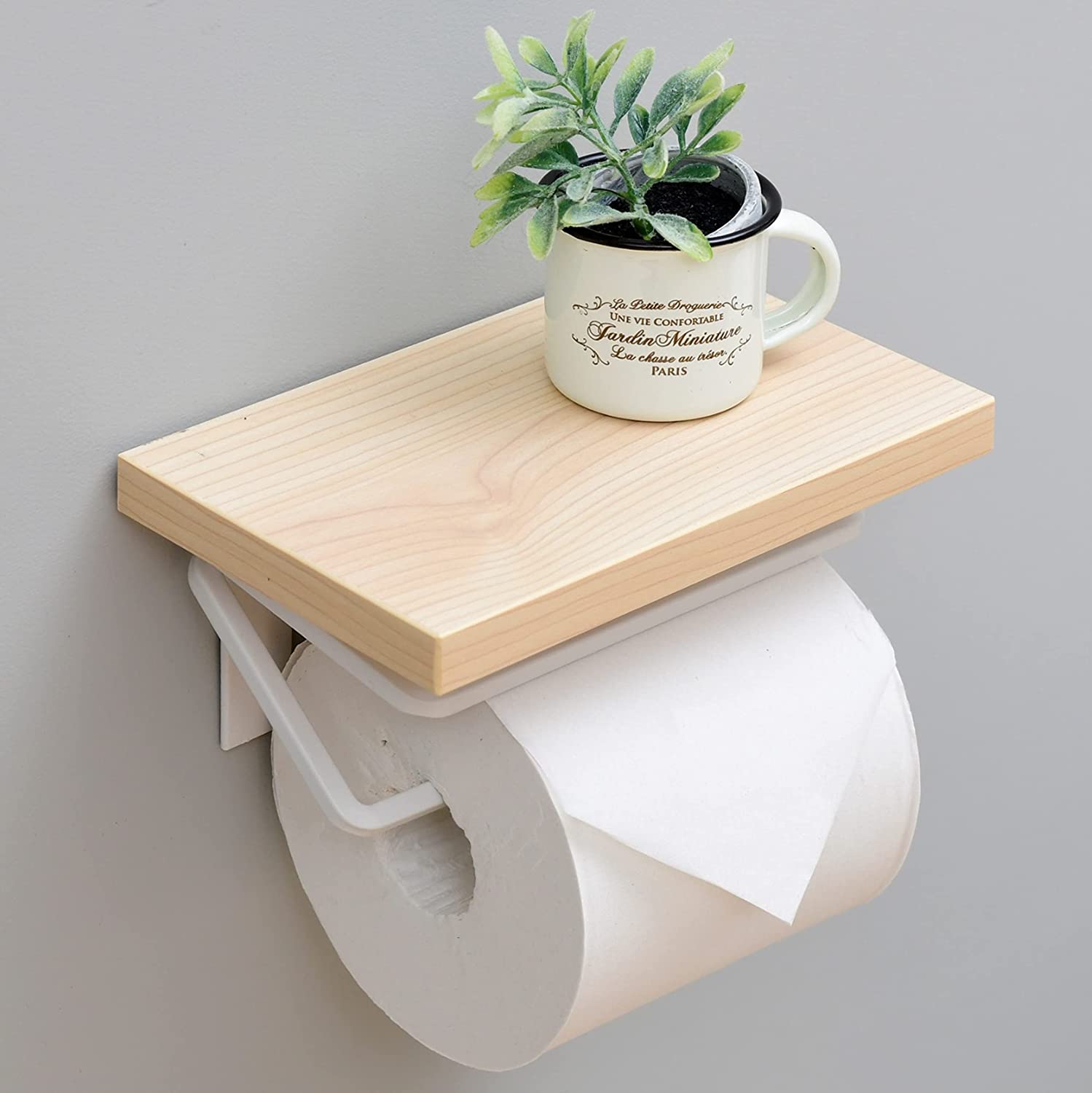 【日本代購】Yamazen 山善 廁所紙巾架 單層 淺木色