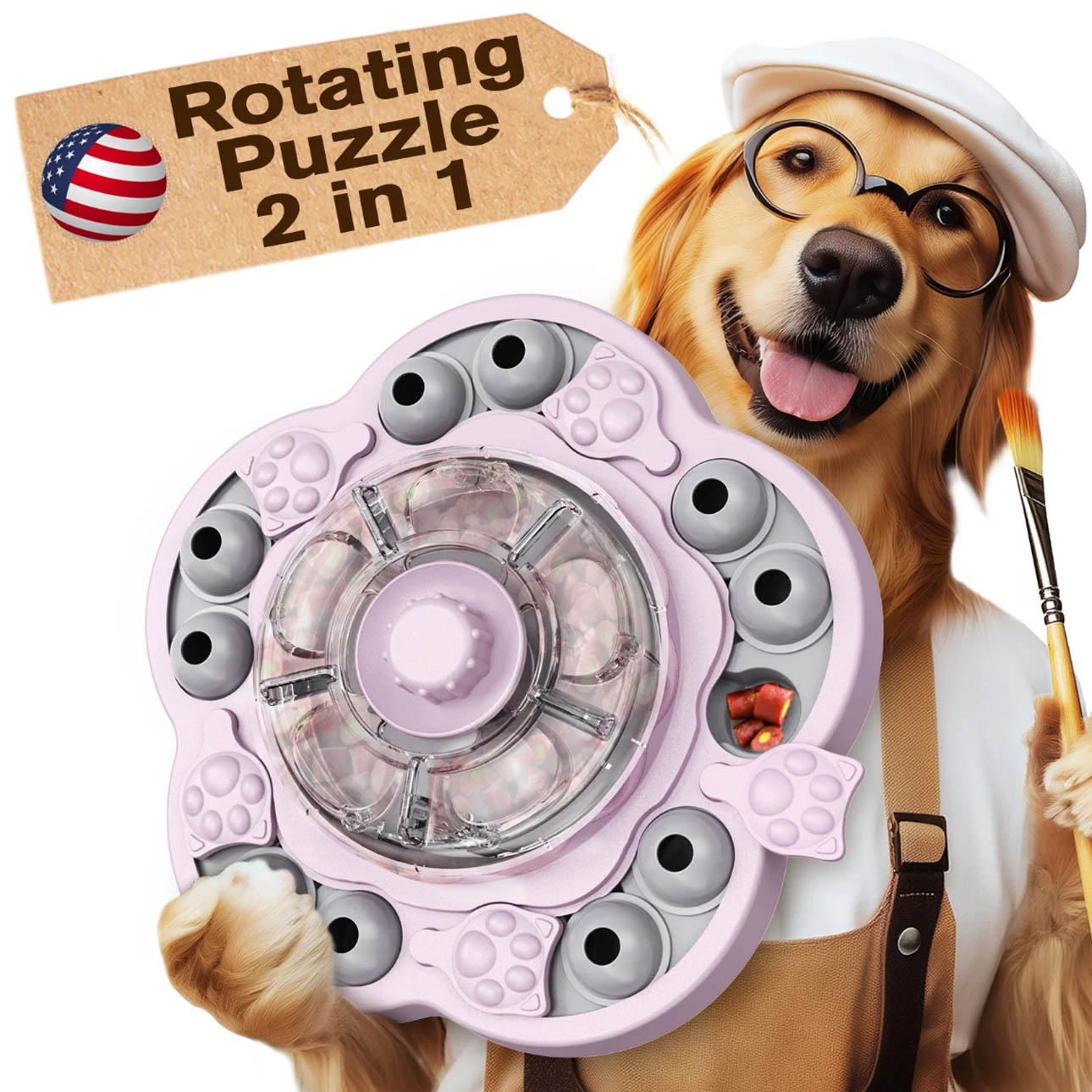 【KADTC】智慧太陽花 多功能 益智訓練 寵物慢食 寵物訓練 腦力開發 舒緩焦慮 益智玩具