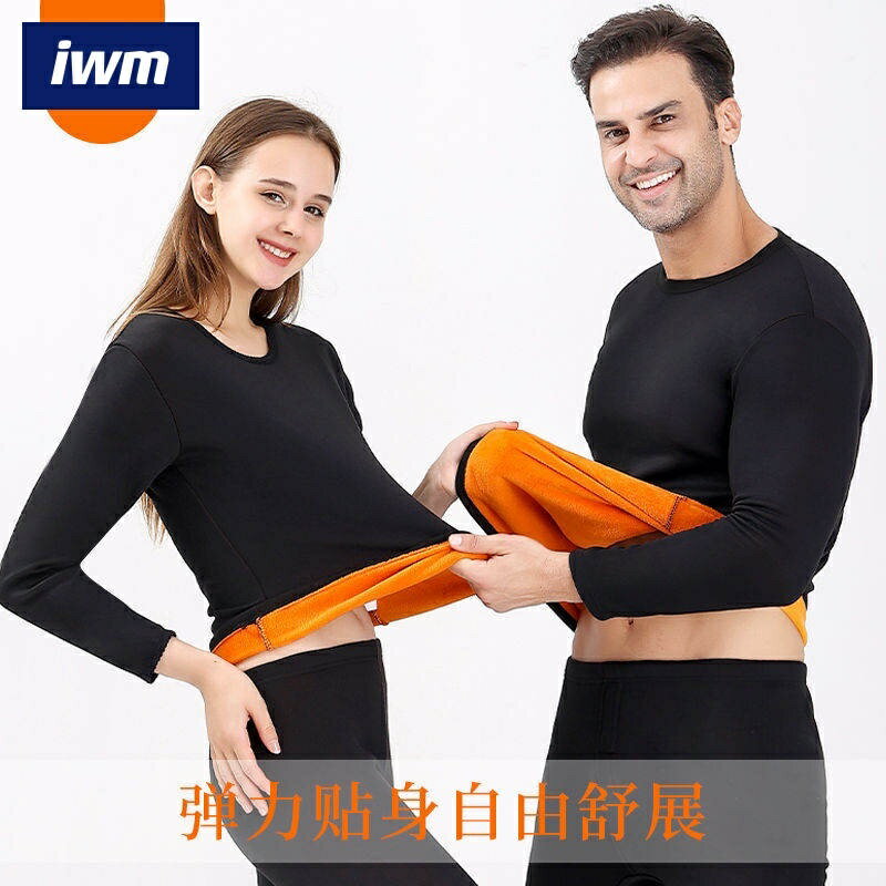 【男款女款 XL-6XL】發熱衣 保暖衣 新款黃金絨保暖內衣 男士加厚加絨秋衣褲 大碼女防寒情侶套裝 iwm男裝
