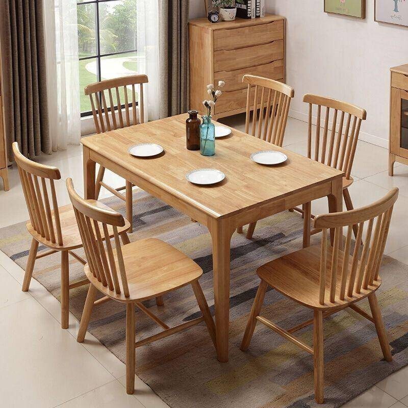 桌子 餐桌 實木桌 四人桌 北歐實木餐桌椅組合家用吃飯桌子小戶型4人6人長方形日式原木餐桌