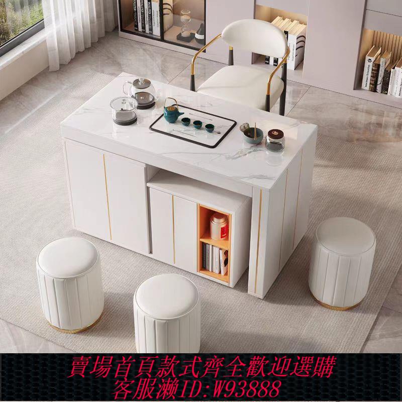 小型茶臺 【環保健康材質】可移動可旋轉茶臺茶桌椅組合帶輪家用陽臺小戶型泡茶桌燒水壺一體