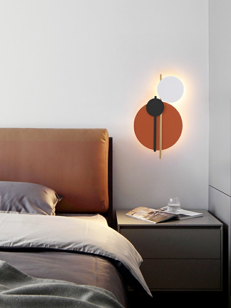 網紅新款臥室床頭燈led輕奢客廳背景墻裝飾燈創意北歐全銅壁燈