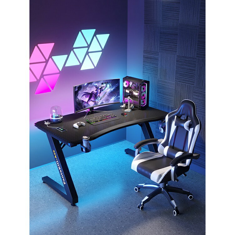 免運熱賣 電競桌臺式電腦桌子傢用專業碳縴維辦公寫字書桌臥室遊戲桌椅套裝