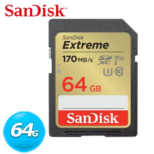 【現折$50 最高回饋3000點】SanDisk Extreme SDXC UHS-I 64GB 記憶卡