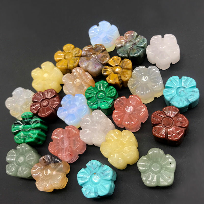 天然水晶石頭瑪瑙玉石雕刻花瓣花朵diy手工制作玉簪桃花 飾品配件