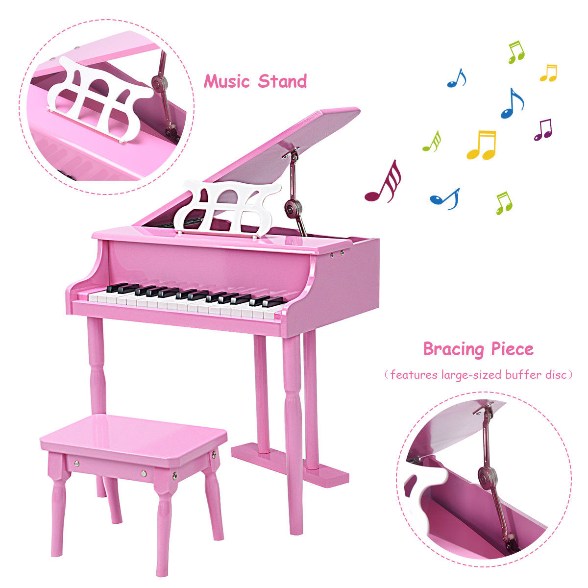 childs pink baby grand piano