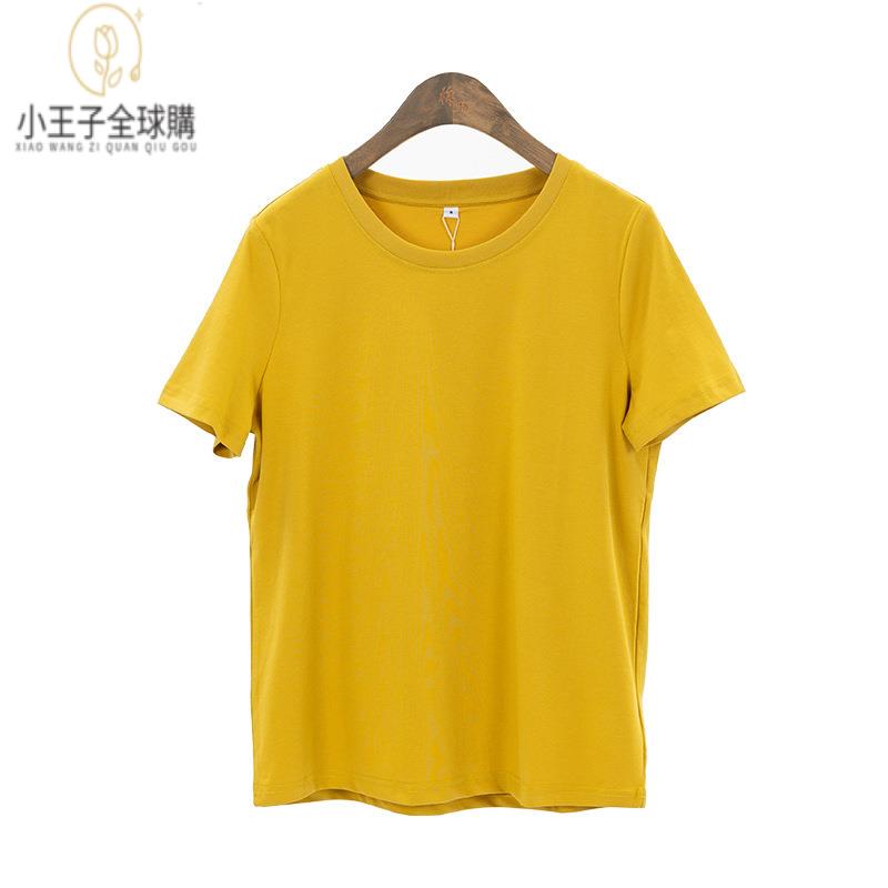【公司現貨速發】免運 開發票 小王子女裝短袖夏款棉T恤女正肩顯瘦圓領短袖減齡螺紋領通勤內搭t恤女裝上衣 流行女裝 棉麻 早秋 日韓女裝