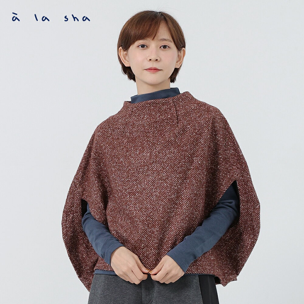 a la sha 點點毛尼斗篷背心