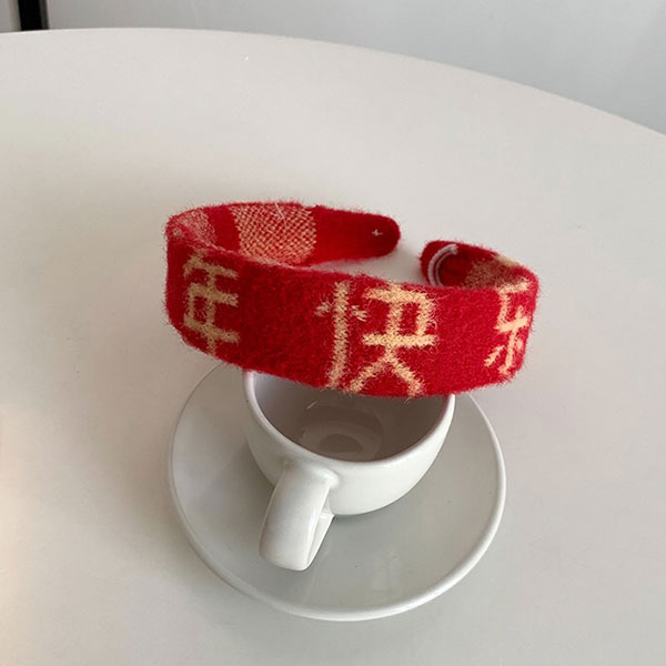 新年快樂 髮箍 新年 過年 農曆年 喜氣 髮帶 正紅 文字 中國風 大人小孩 8