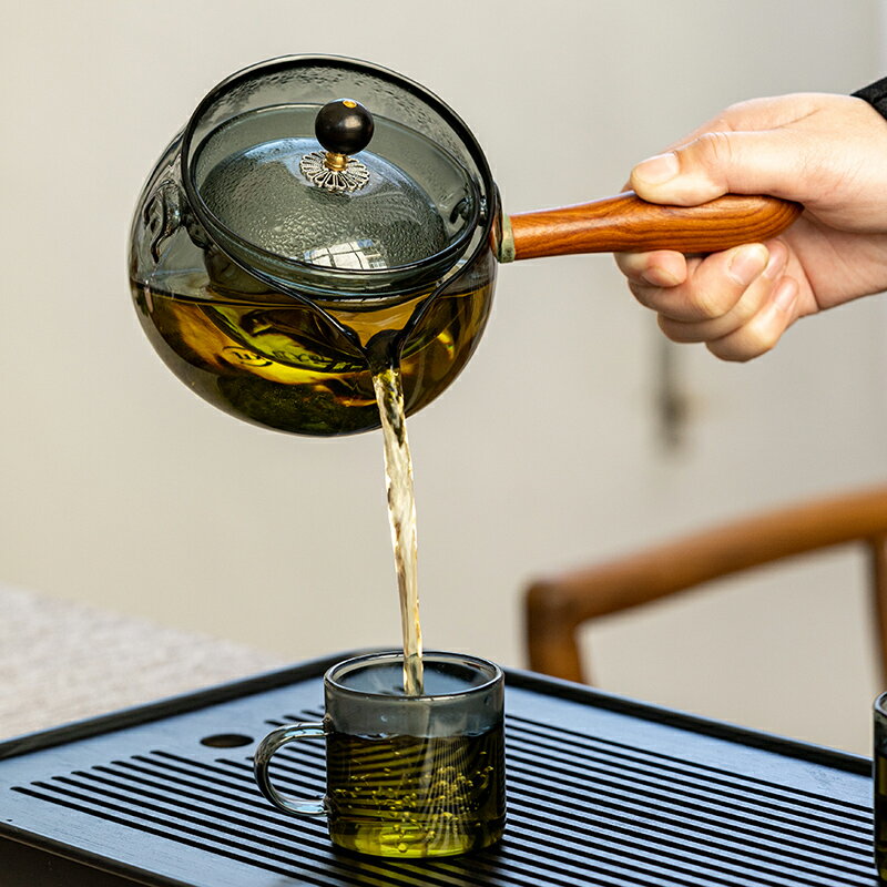 晟窯旋轉逍遙泡茶壺玻璃側把單壺小青柑專用功夫茶具套裝泡茶神器