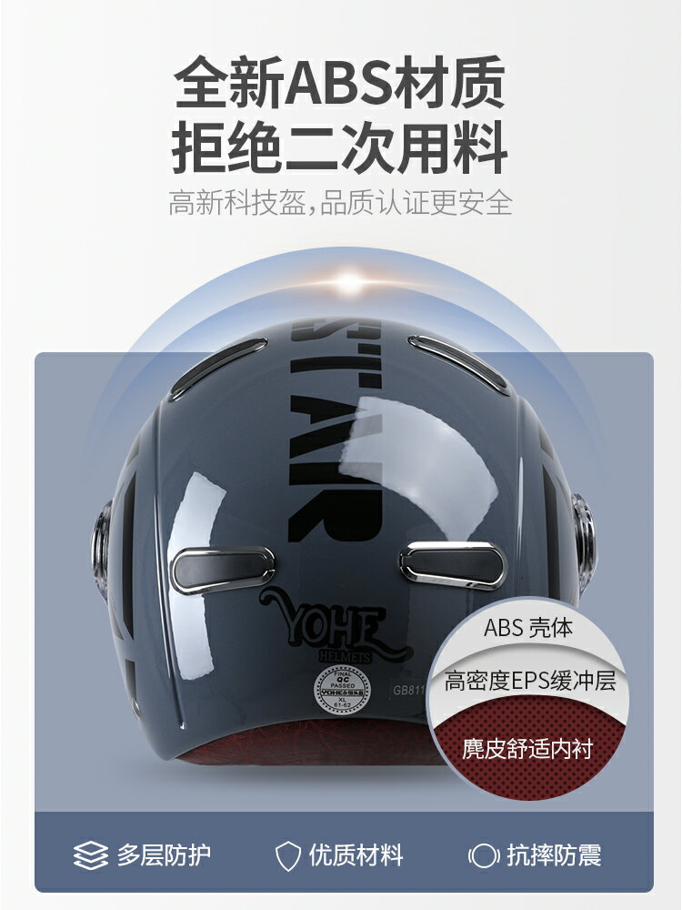 3C永恒電動車頭盔女男夏季透氣防曬紫外線騎行哈雷復古摩托安全盔