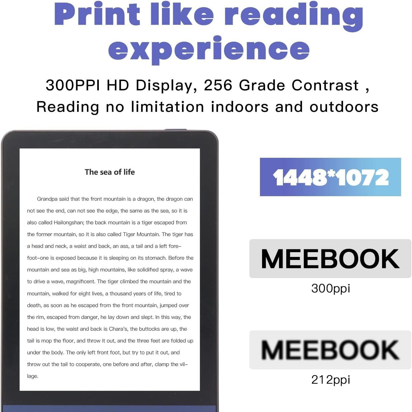 Meebook E-Reader M6 with Leather Cover | 6' Eink Carta BOOK