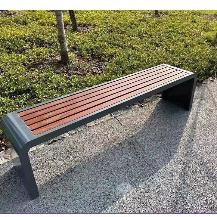 公園椅戶外室外園林防腐木長椅廣場園林小區鐵藝實木塑木長椅批發 3