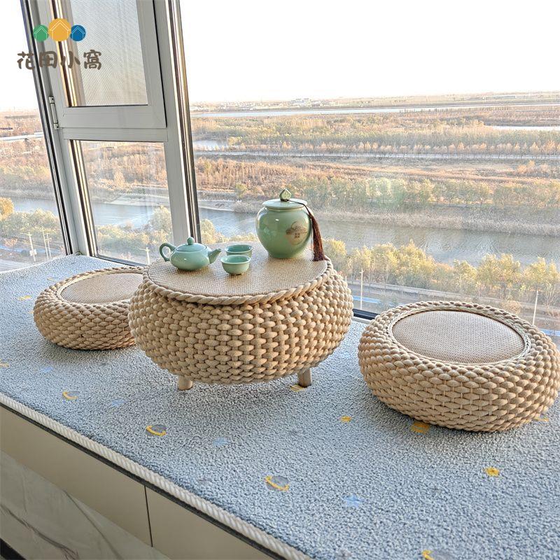 飄窗桌 編織榻榻米茶幾 裝飾擺件 歐式簡約 榻榻米看書炕桌 小茶幾 網紅[PP0521021]