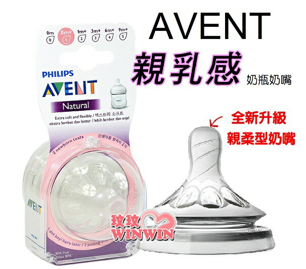 AVENT親乳感防脹氣奶嘴~全新升級親柔型奶嘴(寬口徑 2入裝)獨特雙氣孔防脹氣設計，防脹效果佳