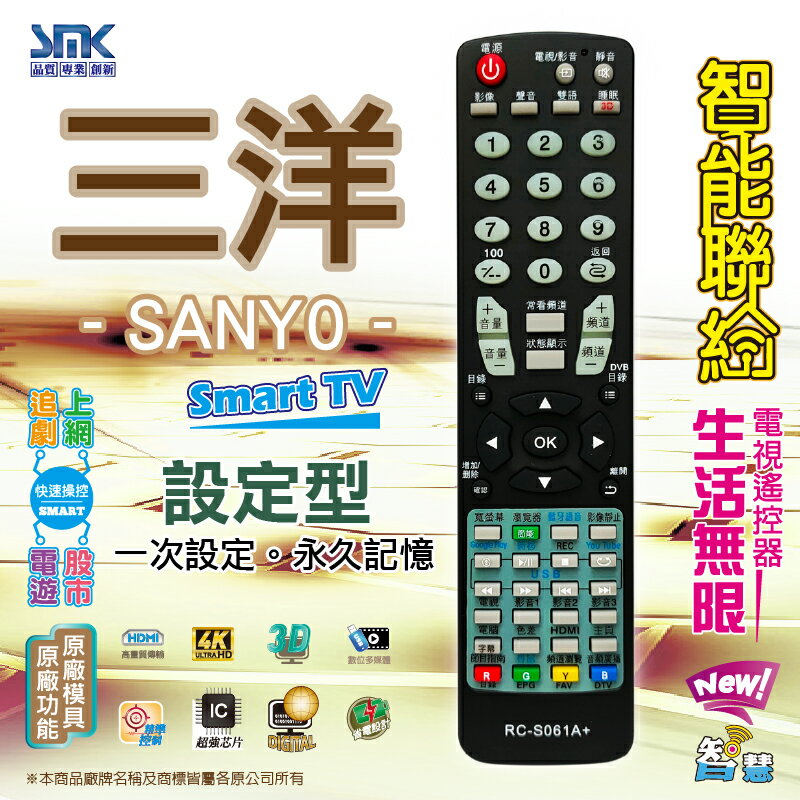 【三洋SANYO】 RC-S061A+ 液晶電視遙控器(附網路功能)