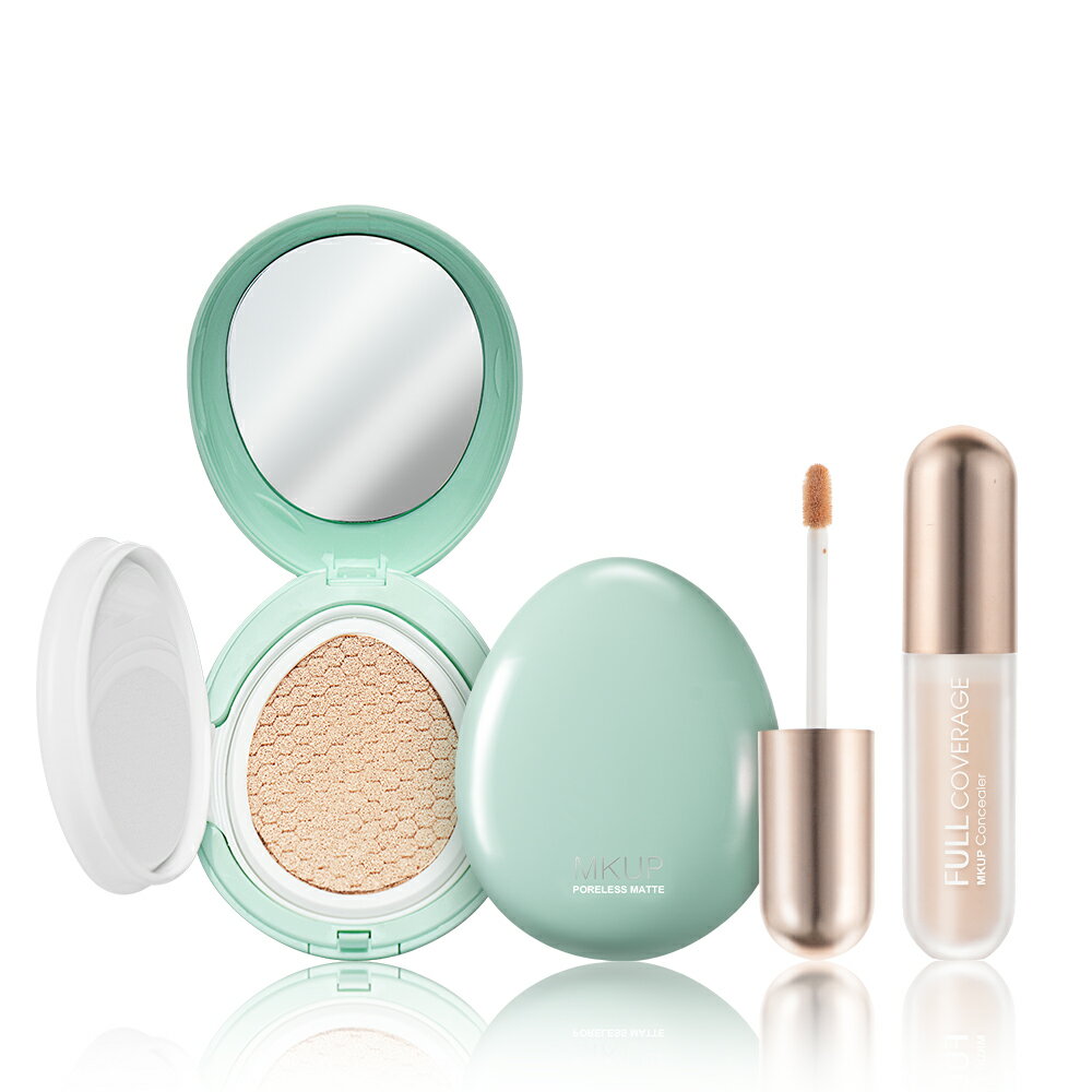 MKUP 美咖 零毛孔柔霧控油氣墊粉餅【SPF25 PA++】+去你的瑕疵泥霧遮瑕膏(效期:20261031)