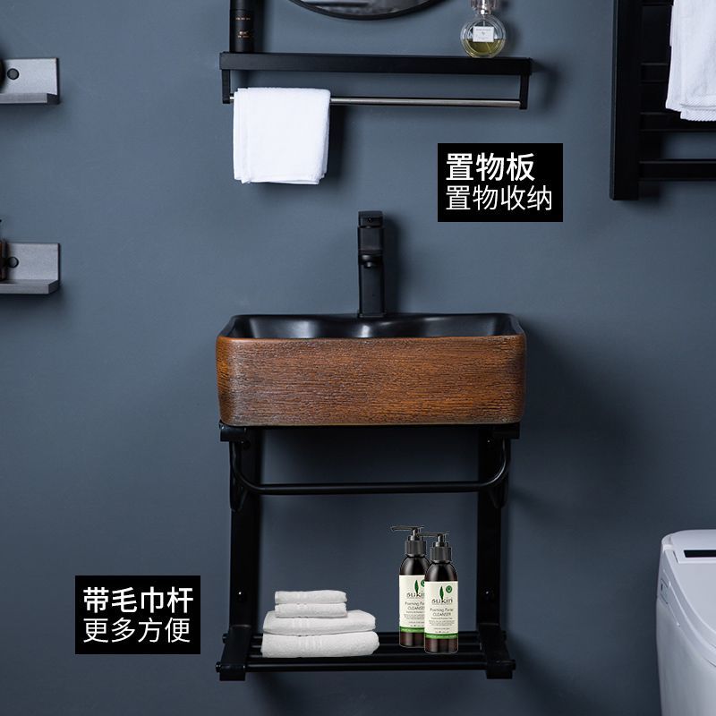 公司貨 爆殺 簡易洗漱臺黑色不銹鋼掛墻式洗臉盆小戶型陽臺衛生間洗手盆櫃組合 快速發貨