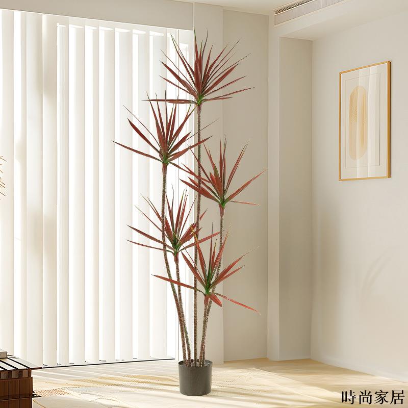 免運 附發票 工廠直銷 模擬樹 模擬擺件 綠植模擬龍血樹侘寂風綠植假樹客廳裝飾擺件仿真植物龍舌蘭落地盆栽WW0720
