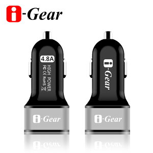 I-Gear 艾吉爾 4.8A大電流 黑 雙USB車用充電器 ICC-48A 單入 [富廉網]
