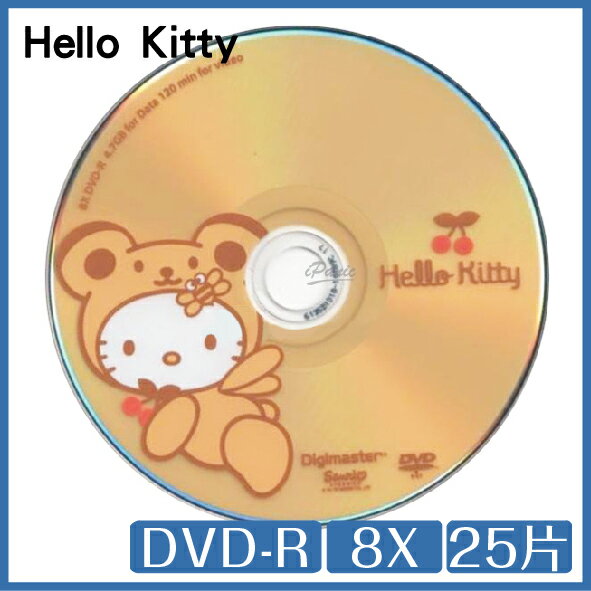 【9%點數】Hello Kitty 蜜蜂小熊版 DVD-R 25片桶裝 8X DVD 光碟【APP下單9%點數回饋】【限定樂天APP下單】