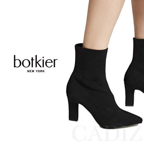 美國正品 Botkier Nadia Sock Booties 黑色素面時尚粗跟尖頭短靴