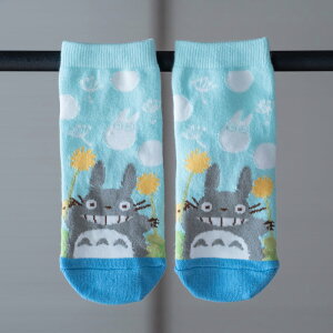 真愛日本 可註名兒童襪子 灰龍貓嘻笑蒲公英 藍 龍貓兒童襪子 龍貓 卡通襪 兒童襪 襪子