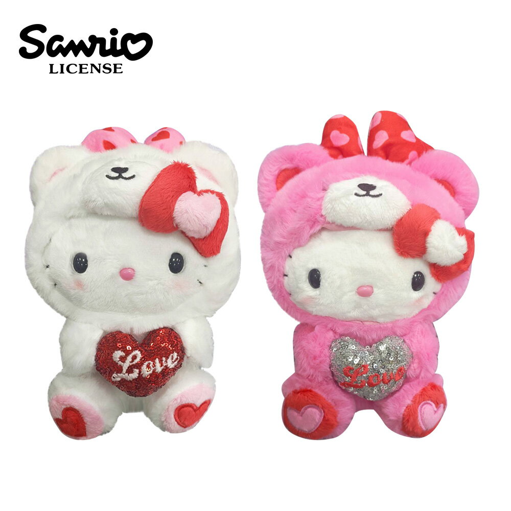 【日本正版】凱蒂貓 愛心熊系列 絨毛玩偶 25cm 娃娃 玩偶 Hello Kitty 三麗鷗 Sanrio
