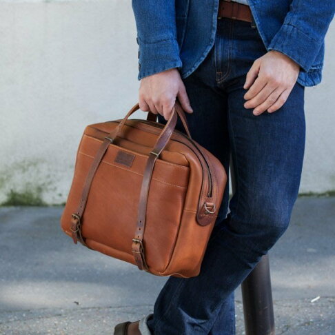 跩狗嚴選 Bleu de Chauffe BAG REPORT 法國製 記者包 手提包 公事包 筆電包 全真皮 咖啡 棕 0