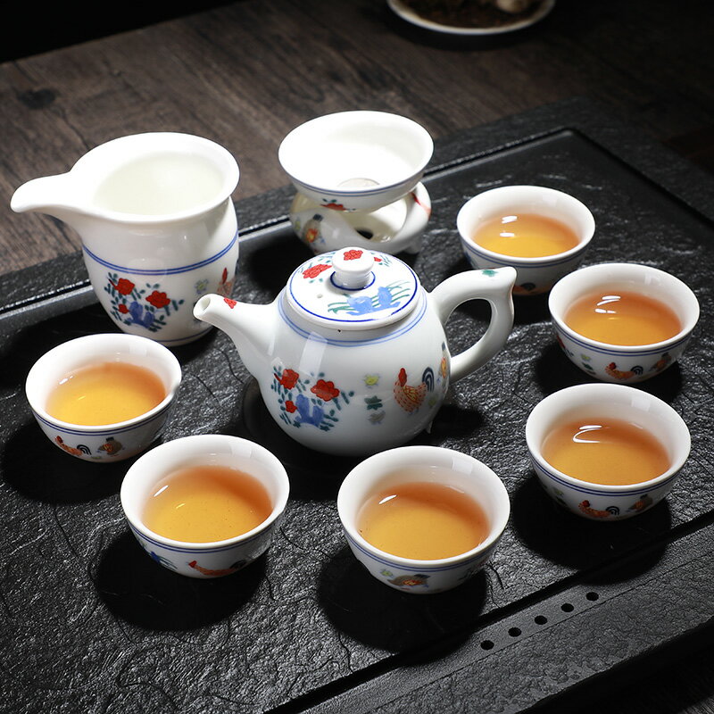 整套雞缸杯功夫茶具套裝復古大明成化瓷器陶瓷斗彩雞茶杯個人專用